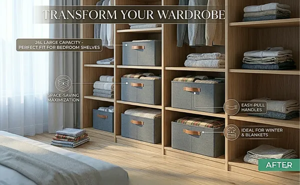 Grey_Non_Woven_Fabric_Kitchen_Clothes_Storage_Organizer_(Pack_Of_2)