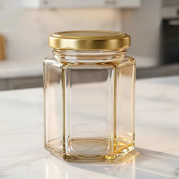 hexagonal_Glass_storage_jar_250ml