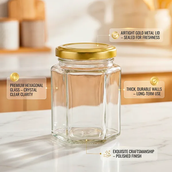 hexagonal_Glass_storage_jar_250ml