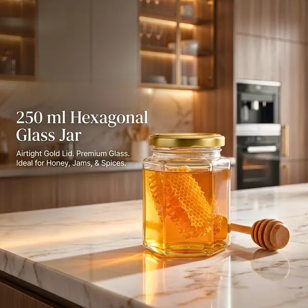 hexagonal_Glass_storage_jar_250ml