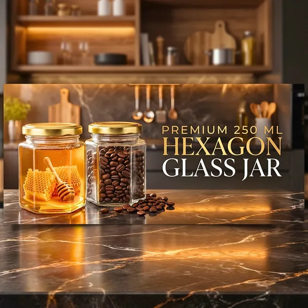 hexagonal_Glass_storage_jar_250ml