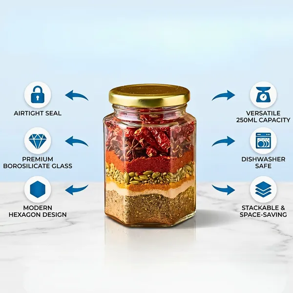 hexagonal_Glass_storage_jar_250ml