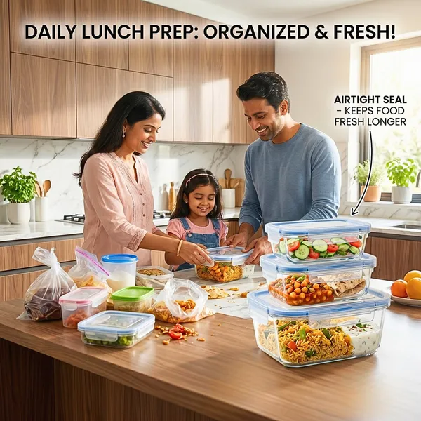 Borosilicate_Rectangle_Shape_Airtight_Glass_Food_Container-Set_of_three_(Free_Insulated_Tiffin_Bag_and_120_Ml._Glass_Jar_for_Pickle/Mouth_Freshner)