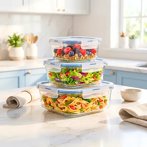 Borosilicate_Square_Shape_Airtight_Glass_Food_Container-Set_of_three_(Free_Insulated_Tiffin_Bag_and_120_Ml._Glass_Jar_for_Pickle/Mouth_Freshner)