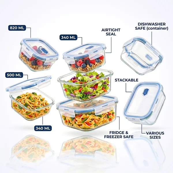 Borosilicate_Square_Shape_Airtight_Glass_Food_Container-Set_of_three_(Free_Insulated_Tiffin_Bag_and_120_Ml._Glass_Jar_for_Pickle/Mouth_Freshner)