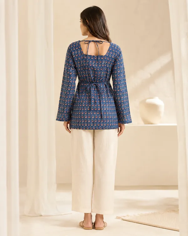 My_Think_Blue_Ethnic_Print_Dori_Kurti