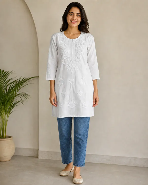 My_Think_Noor_White_Chikankari_Kurti