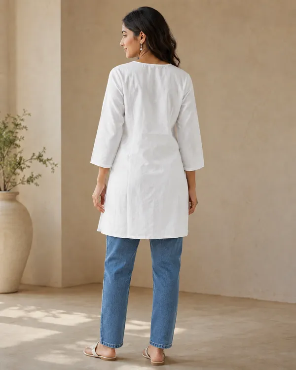 My_Think_Noor_White_Chikankari_Kurti