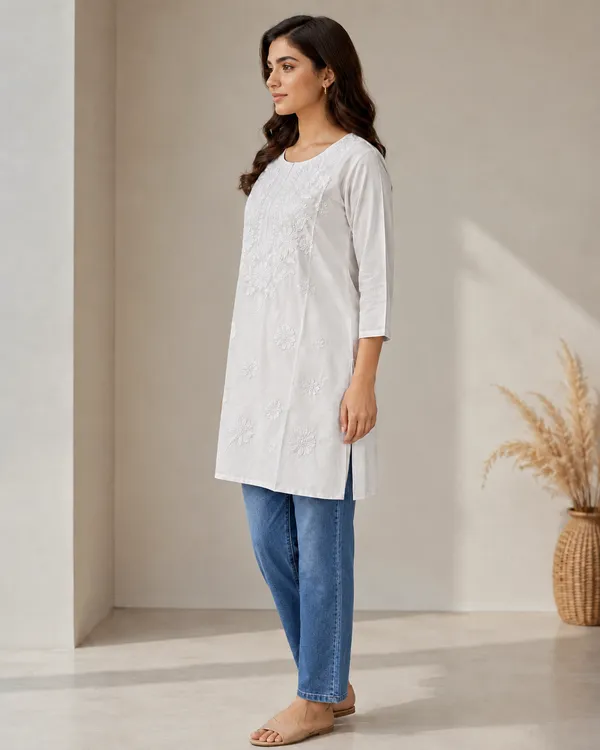 My_Think_Noor_White_Chikankari_Kurti