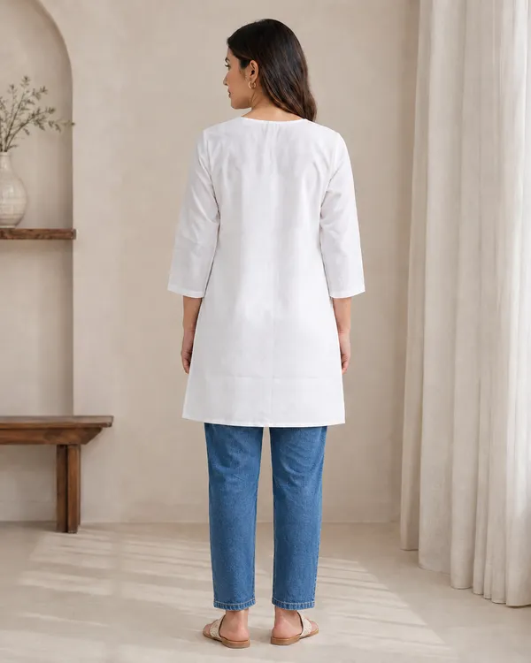 My_Think_Noor_White_Chikankari_Kurti