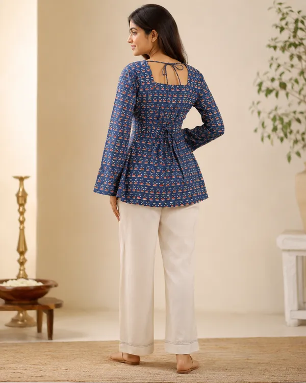 My_Think_Blue_Ethnic_Print_Dori_Kurti