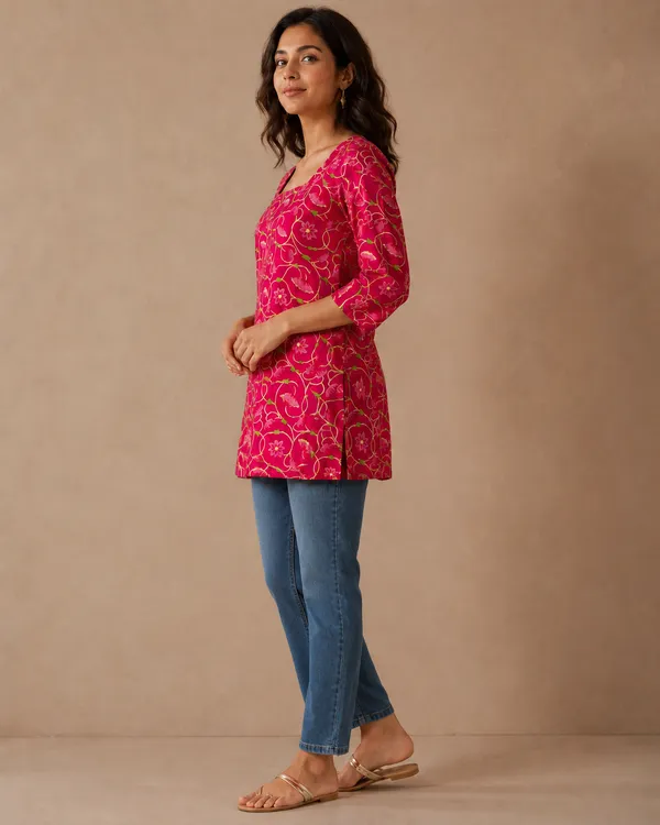 My_Think_Gulabi_Vine_Printed_Kurti