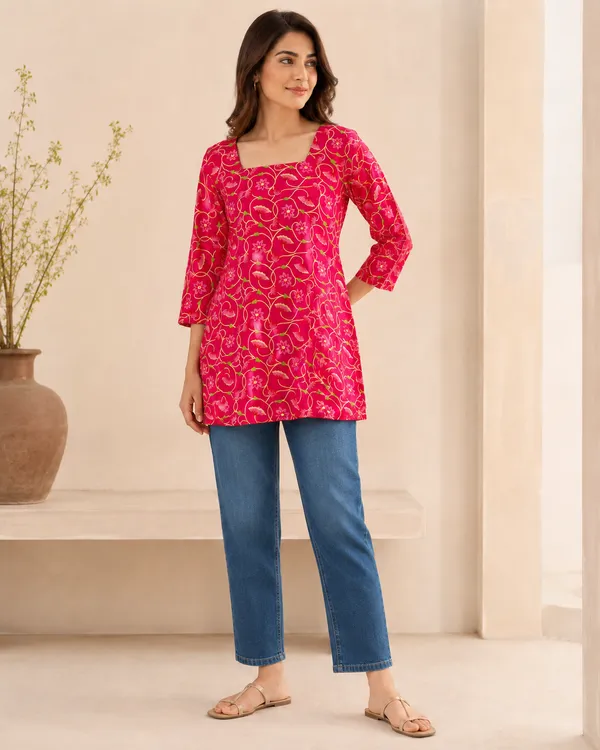 My_Think_Gulabi_Vine_Printed_Kurti