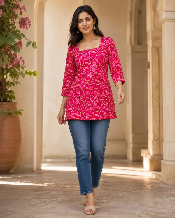 My_Think_Gulabi_Vine_Printed_Kurti