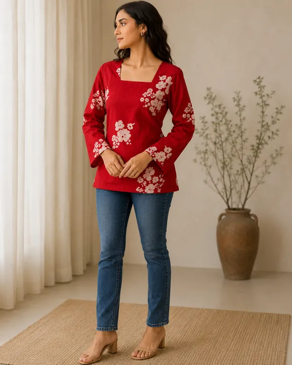 My_Think_Back_Tie-Up_Floral_Kurti_for_Women