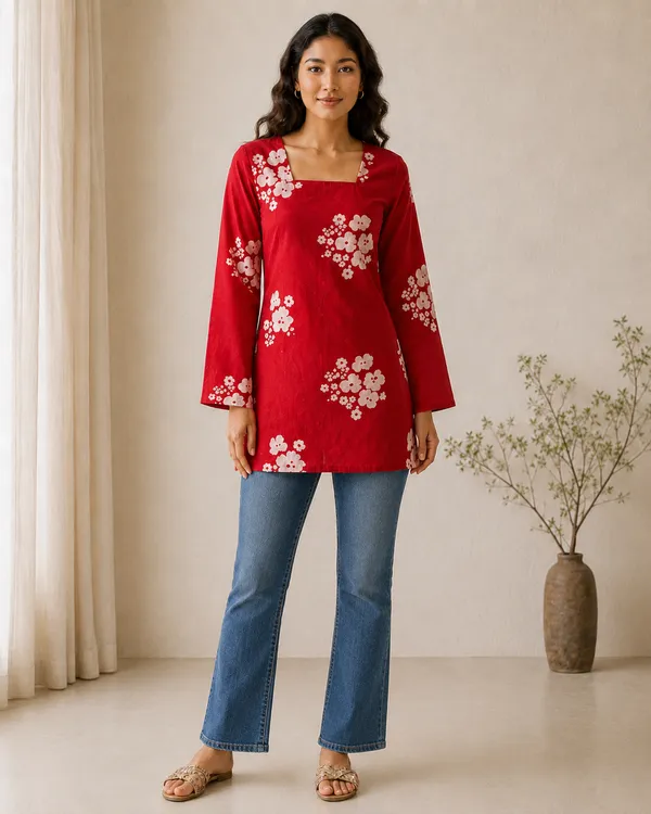 My_Think_Back_Tie-Up_Floral_Kurti_for_Women