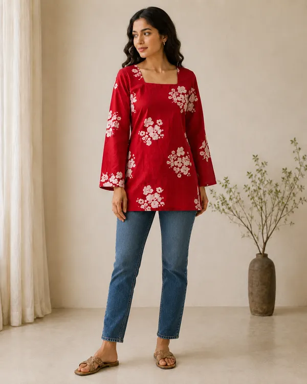 My_Think_Back_Tie-Up_Floral_Kurti_for_Women