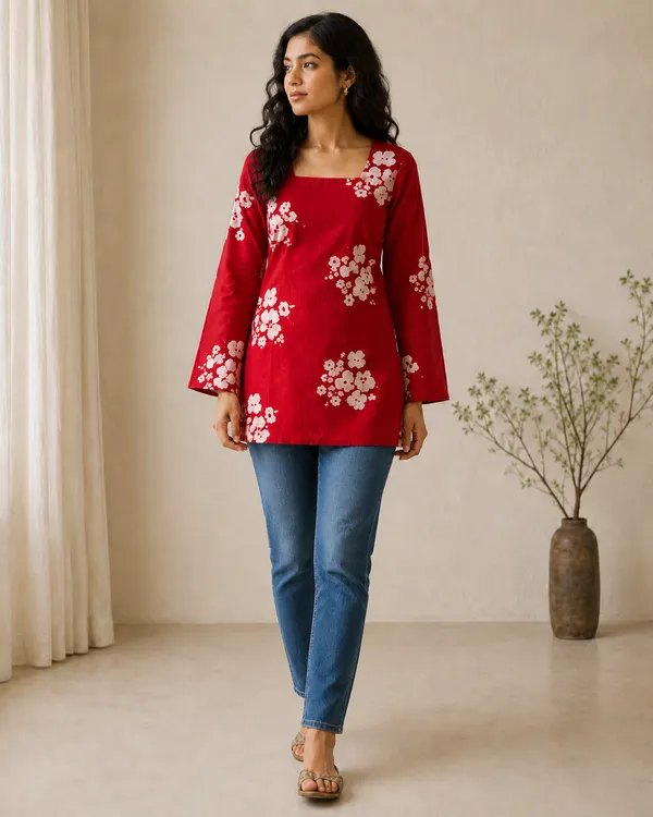 My_Think_Back_Tie-Up_Floral_Kurti_for_Women