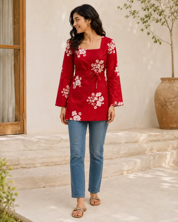 My_Think_Back_Tie-Up_Floral_Kurti_for_Women
