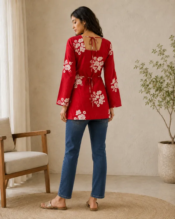 My_Think_Back_Tie-Up_Floral_Kurti_for_Women