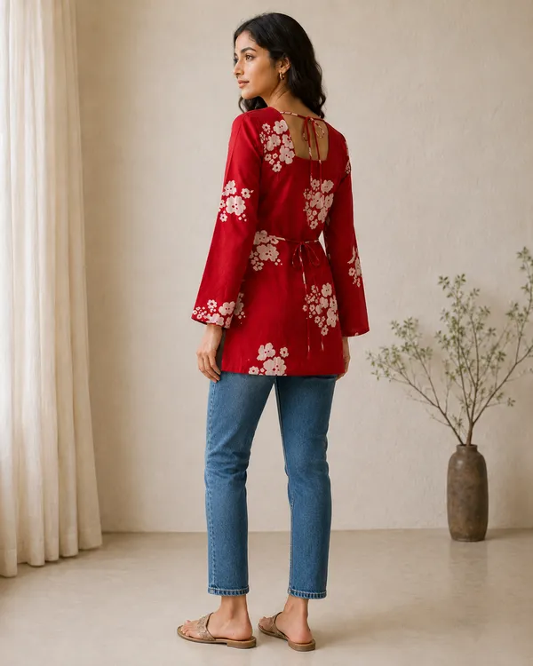 My_Think_Back_Tie-Up_Floral_Kurti_for_Women