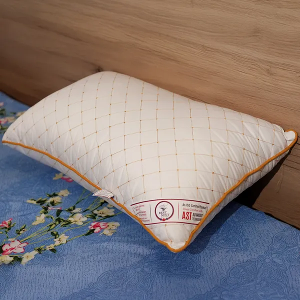 White_And_Orange_Polycotton_Pillow_For_Home_&_Decor