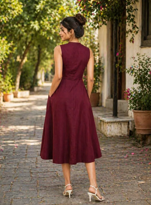 Maroon_Button-Down_Maxi_Dress
