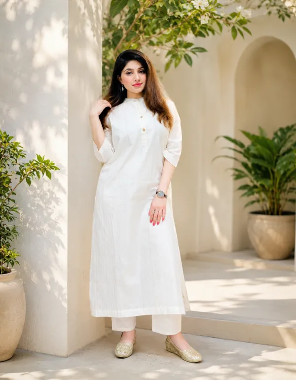 White_Cotton_Blend_Kurta_Set_For_Women