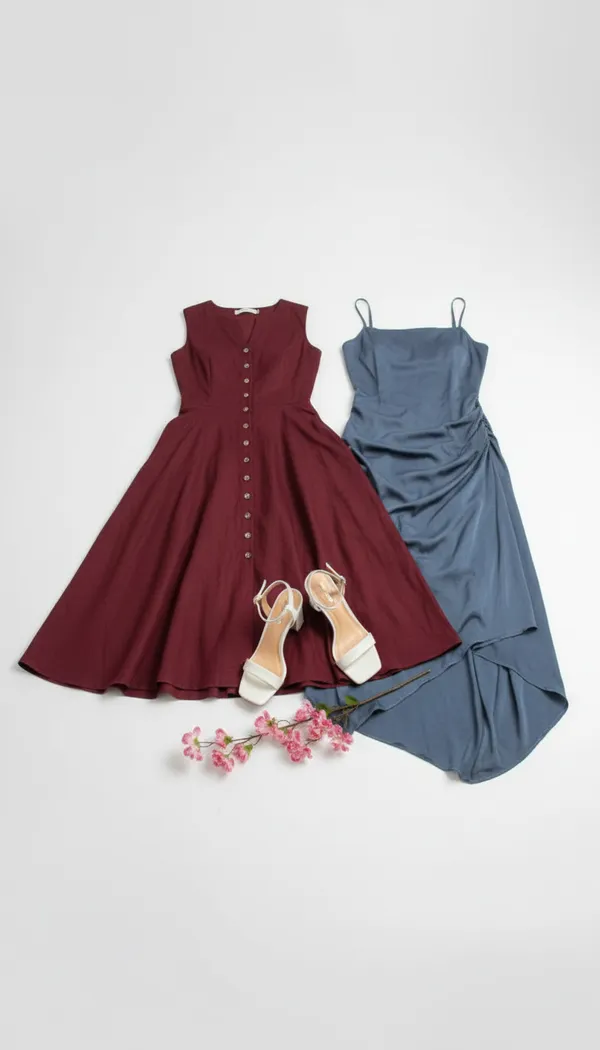 Maroon_&_Blue_Polyester_Blend_Midi_Dress_For_Women_(Combo_of_2)