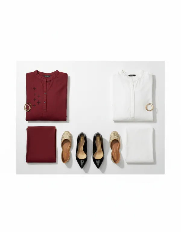 Maroon_&_White_Cotton_Blend_Kurta_Set_For_Women_(Combo_of_2)