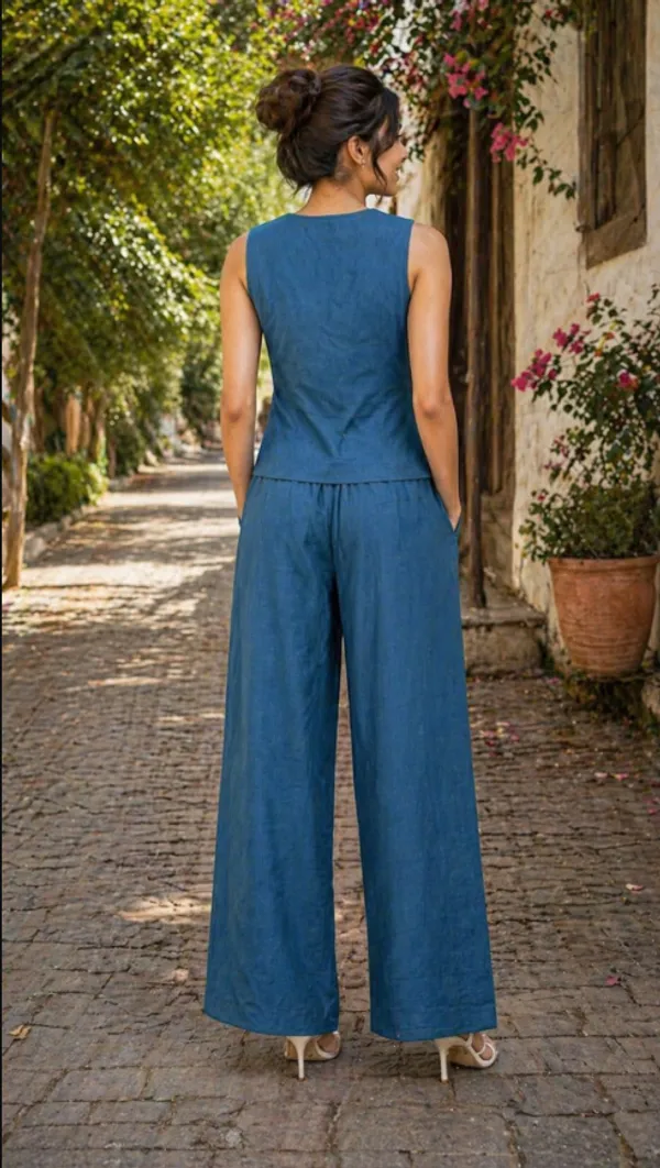 Blue_Linen_Co-ord_Set_For_Women