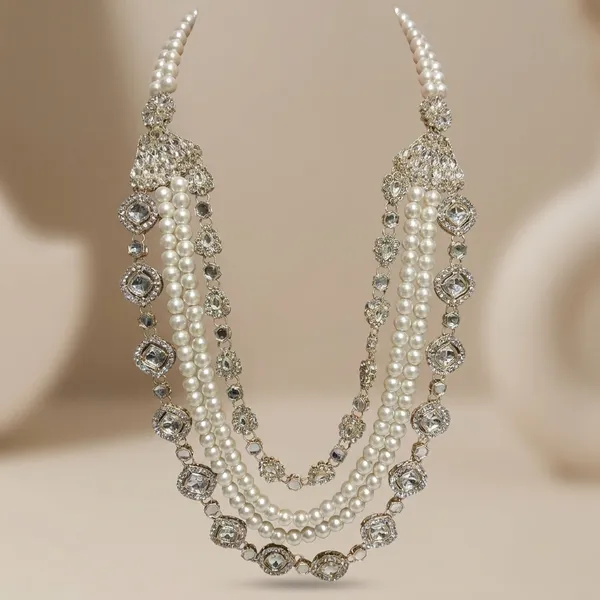 White_Metal_And_Pearls_Mala_For_Men