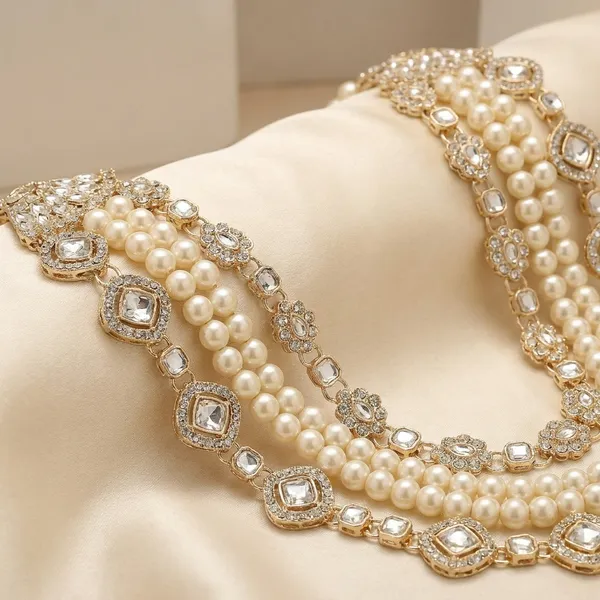 White_Metal_And_Pearls_Mala_For_Men