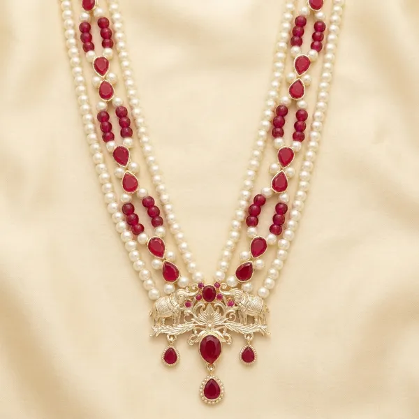 Red_Metal_And_Pearls_Mala_For_Men