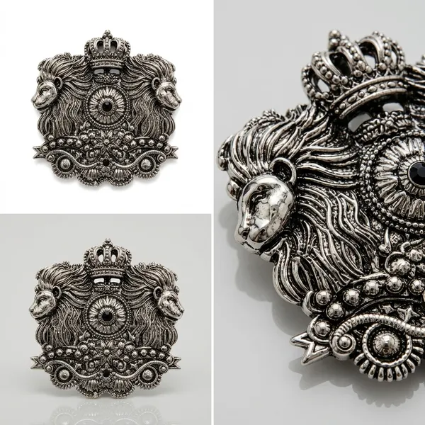 Antique_Silver_Royal_Lion_Crown_Brooch_Pin