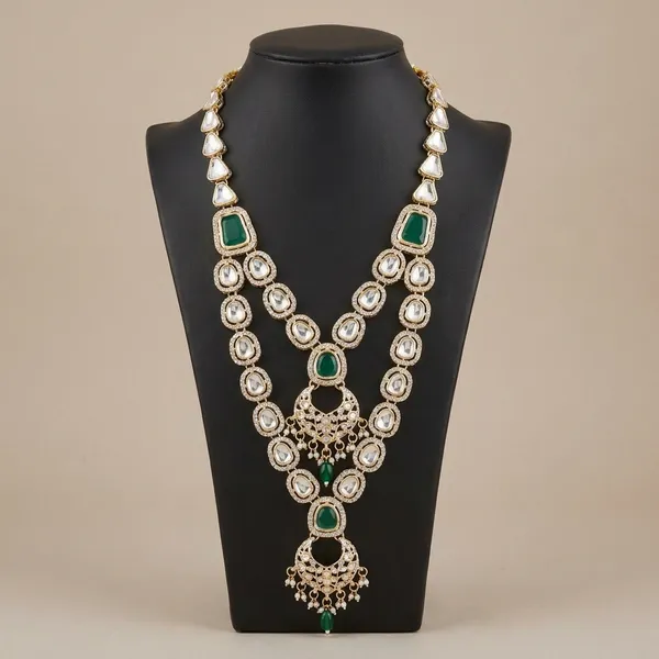White_And_Green_Metal_And_Pearls_Mala_For_Men