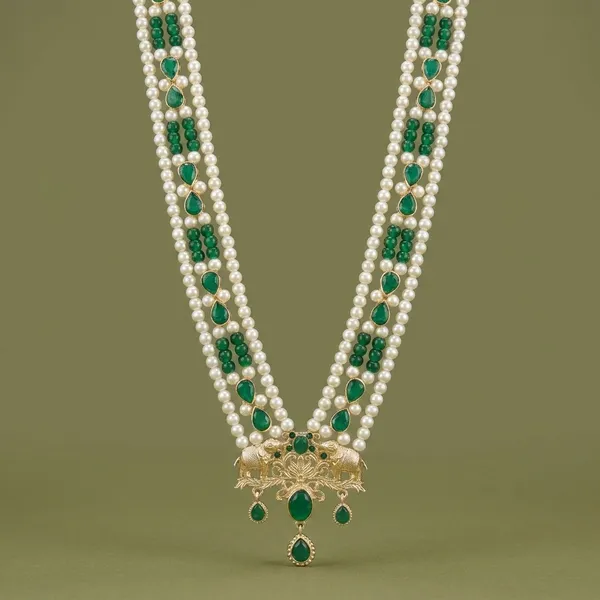 Green_Metal_And_Pearls_Mala_For_Men