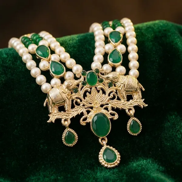 Green_Metal_And_Pearls_Mala_For_Men