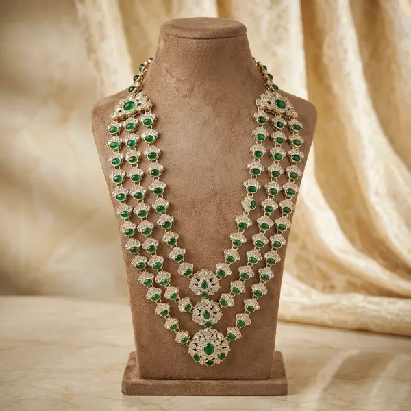 White_And_Green_Metal_And_Pearls_Mala_For_Men