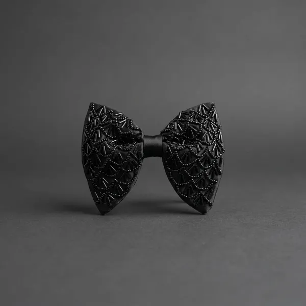 Black_Satin_Like_Fabric_With_Crystals_And_Beads_Bow_For_Men_