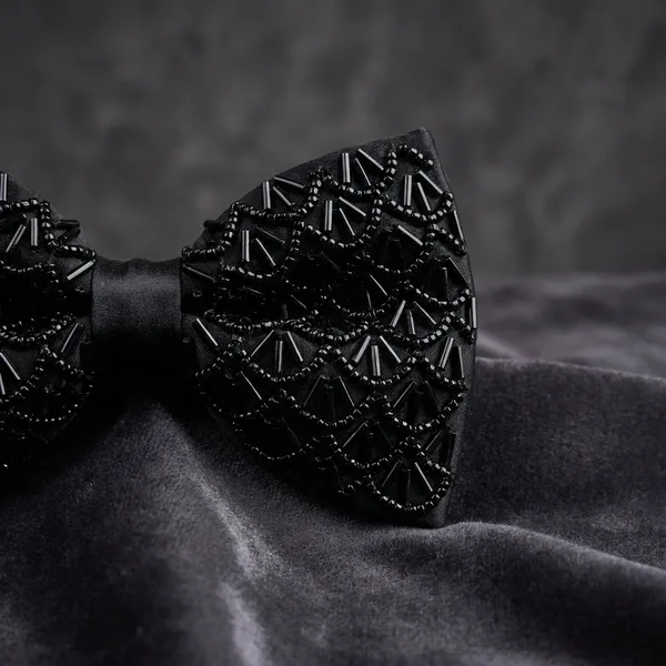 Black_Satin_Like_Fabric_With_Crystals_And_Beads_Bow_For_Men_