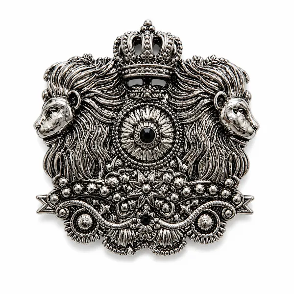 Antique_Silver_Royal_Lion_Crown_Brooch_Pin