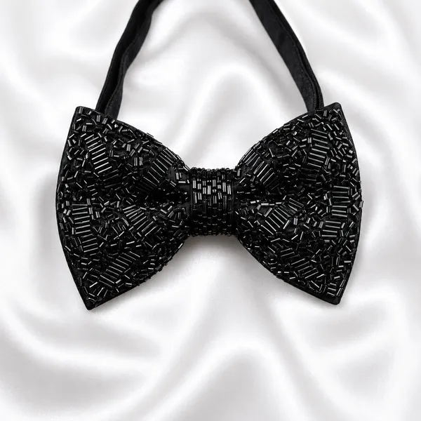 Black_Beads_Satin_Ribbon_Bow_For_Men_