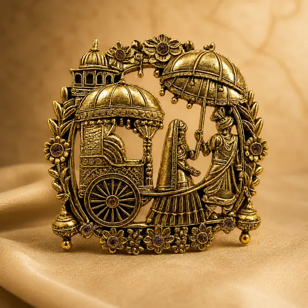 Decorative_Brass-Finish_Wall_Hanging_-_Chariot_with_Umbrella_and_Floral_Design