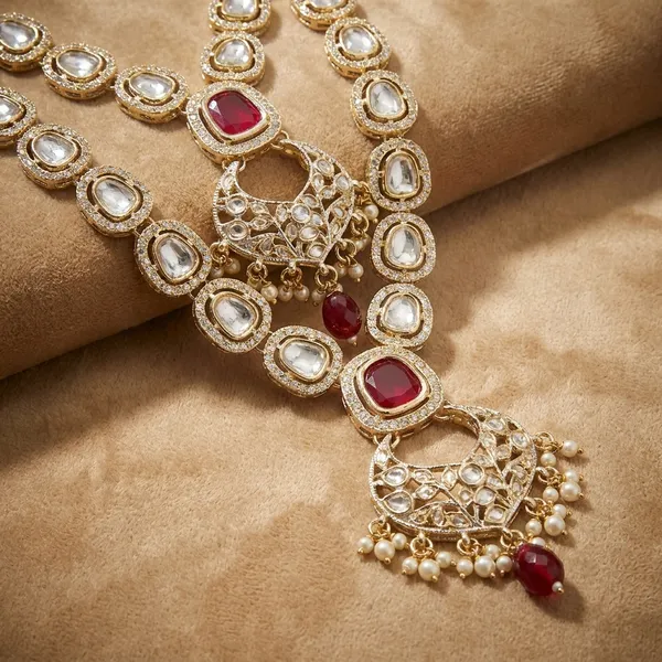White_And_Red_Metal_And_Pearls_Mala_For_Men