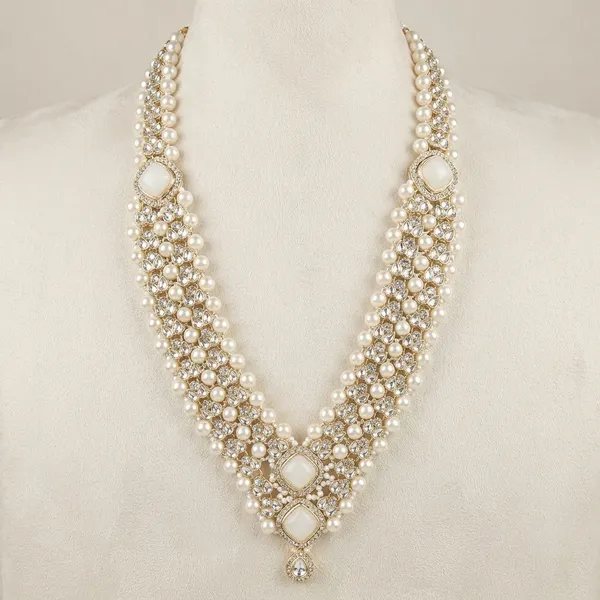 White_Metal_And_Pearls_Mala_For_Men