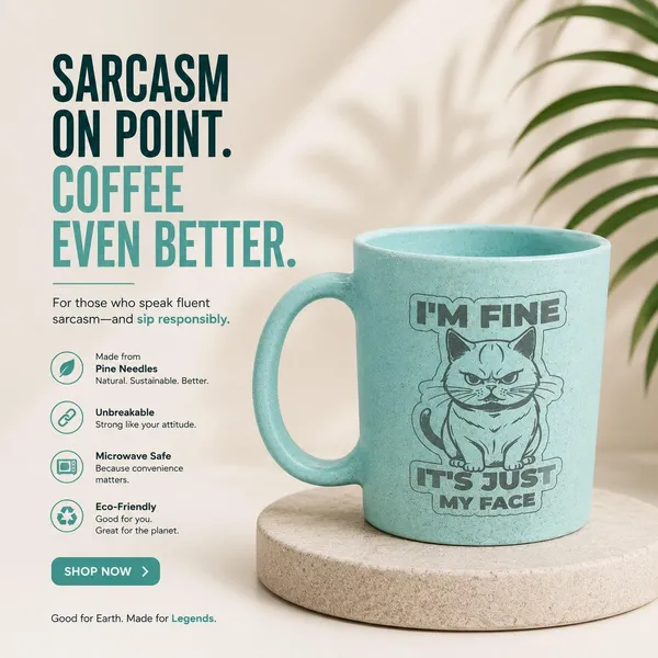 Attitude_Cat_Sustainable_Pine_Needle_Coffee_Mug