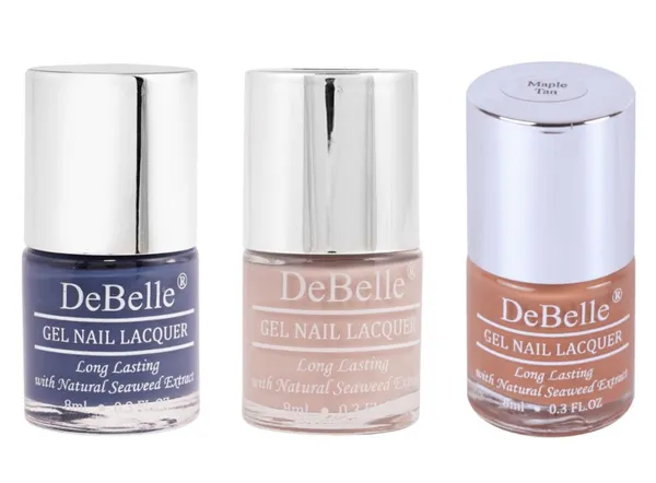 DeBelle_Gel_Nail_Lacquers_Combo_Of_3_Blue_Allure_Peony_Blossom_And_Maple_Tan_8_Ml_Each