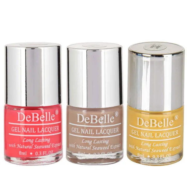 DeBelle_Gel_Nail_Lacquers_Combo_Of_3_Fuschia_Rose_Coco_Bean_And_Yellow_Topaz_8_Ml_Each