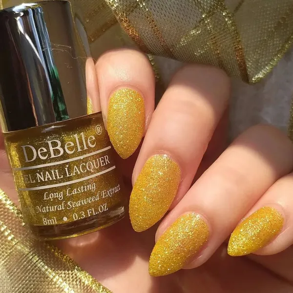 DeBelle_Gel_Nail_Lacquer_Pegasus_Lime_Yellow_With_Gold_Glitter_Nail_Polish_8_Ml